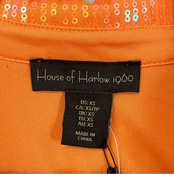NWT ⚜️🧡⚜️House of Harlow 1960 Sequin Wrap Dress Orange size XS - Picture 4 of 7